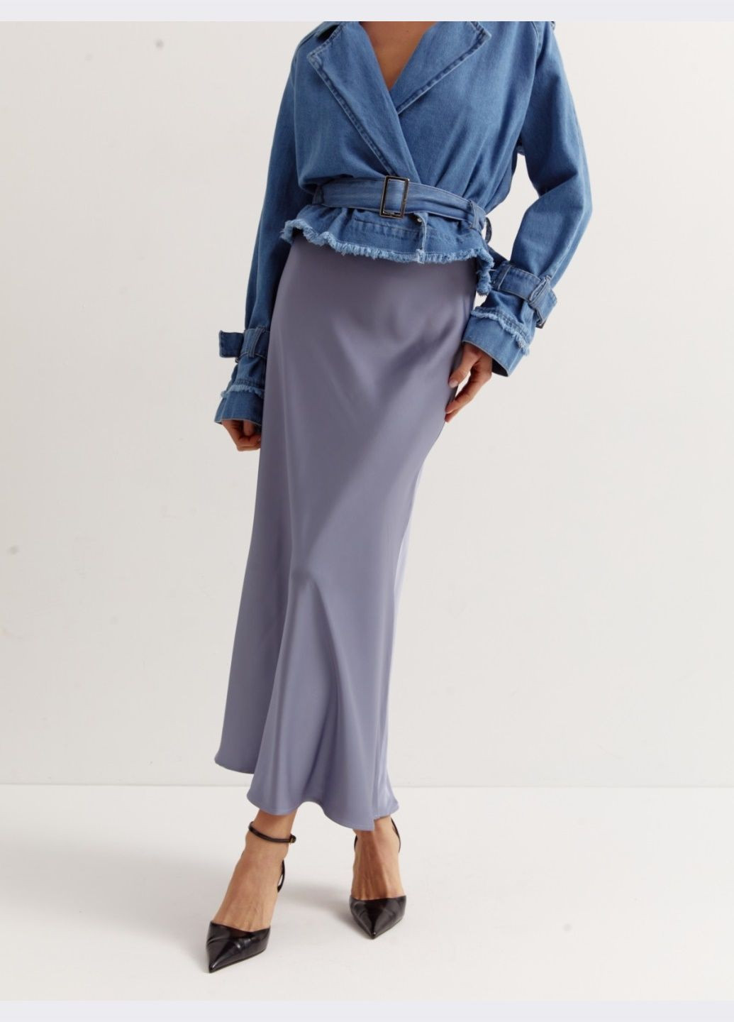 сатинова спідниця темно-сірого кольору Dressa (282743950)