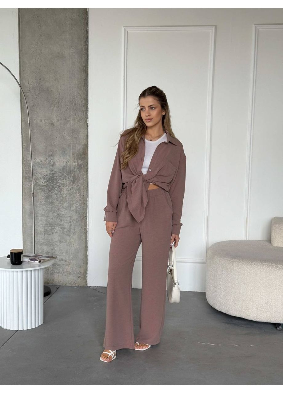 Костюм в свободном стиле рубашка и брюки американская креп жатка Україна (351486554)