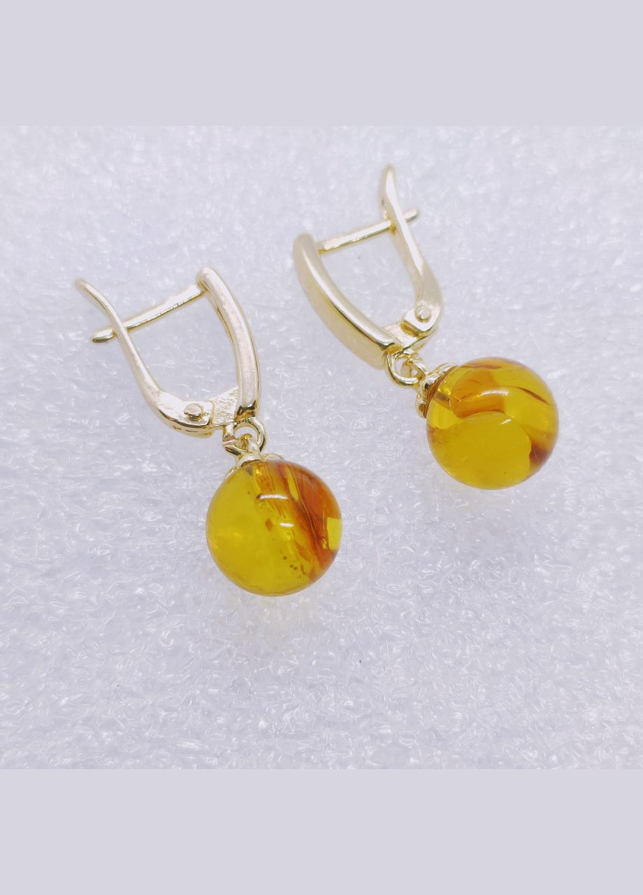 Сережки 3114 з натурального бурштину відтінок коньячний MINOV (312018823)