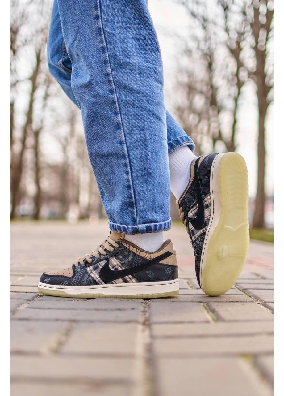 КРОСІВКИ ЖІНОЧІ NIKE SB DUNK LOW X TRAVIS SCOTT CACTUS JACK BROWN V2 НАЙК СБ ДАНК No Brand чорні демісезони (367172736)