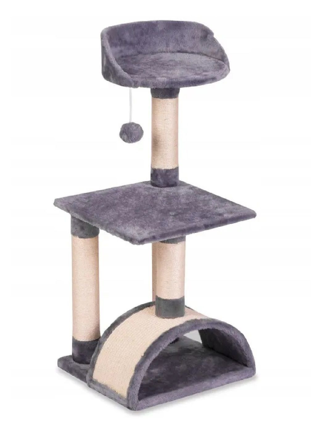 Кігтеточка дряпка котячий дім лежак дерево ігрова зона підлогова для кішок котів з тунелем 83 см (478475-Prob) Сіра Unbranded (306582800)