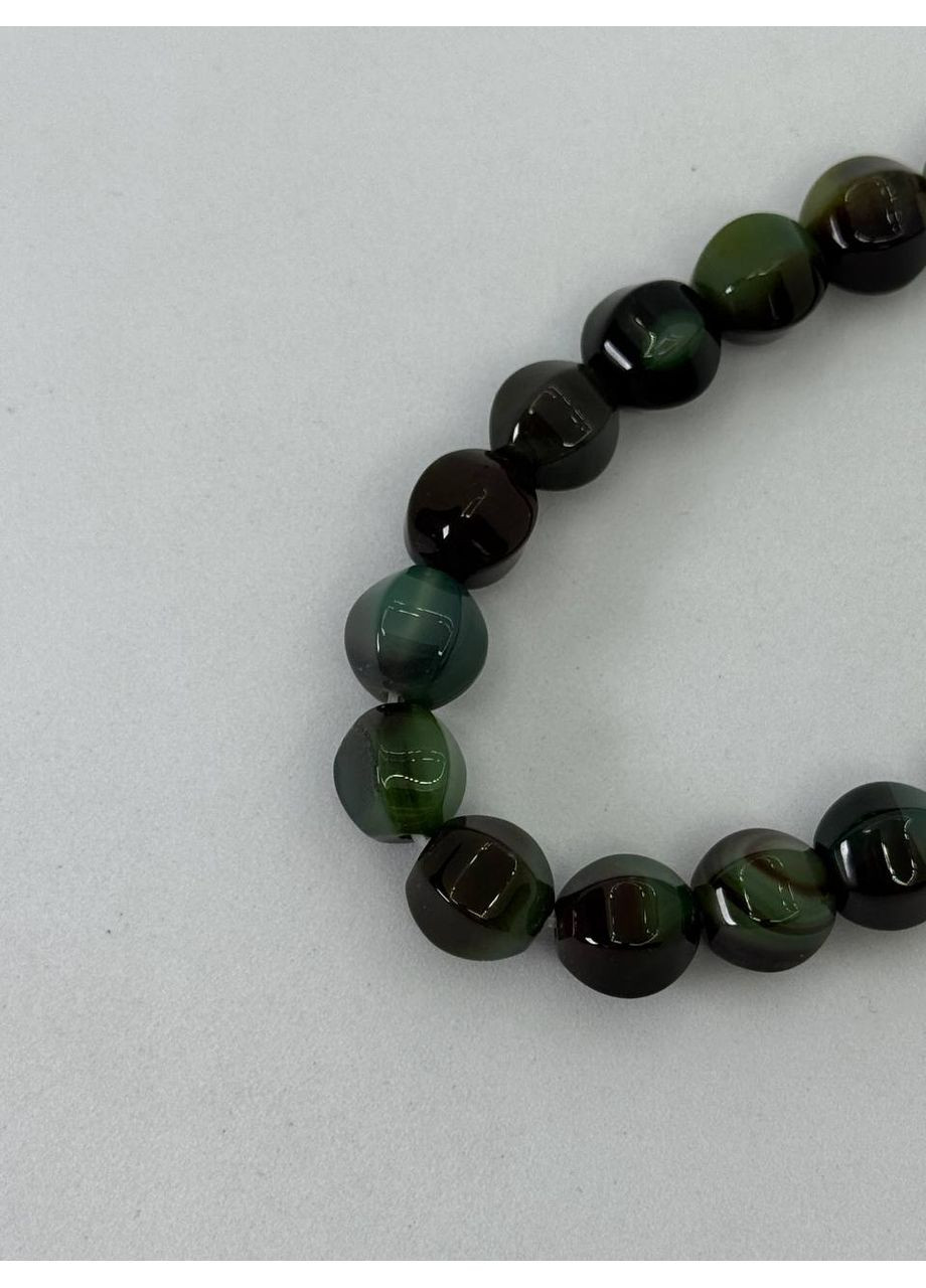 Агат на нитці без застібки 11 мм 40 см Зелений No Brand (361319797)