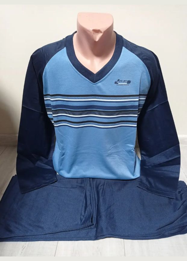 Мужская пижама теплая с начесом Батал No Brand Піжама (322503367)