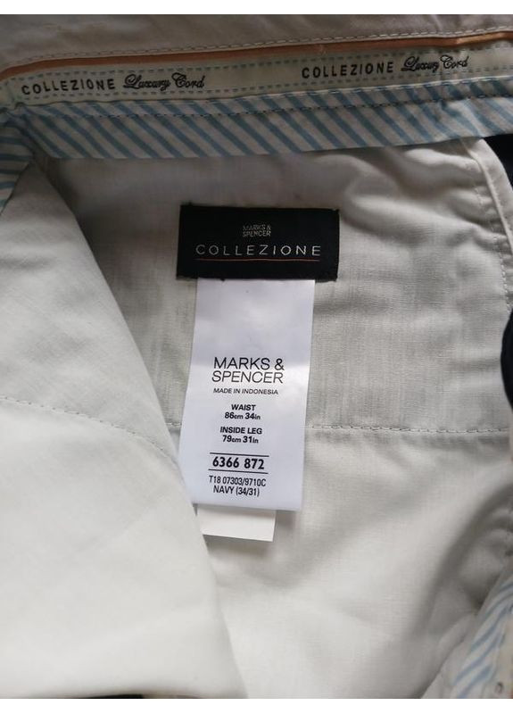 Темно-синие демисезонные прямые брюки Marks & Spencer