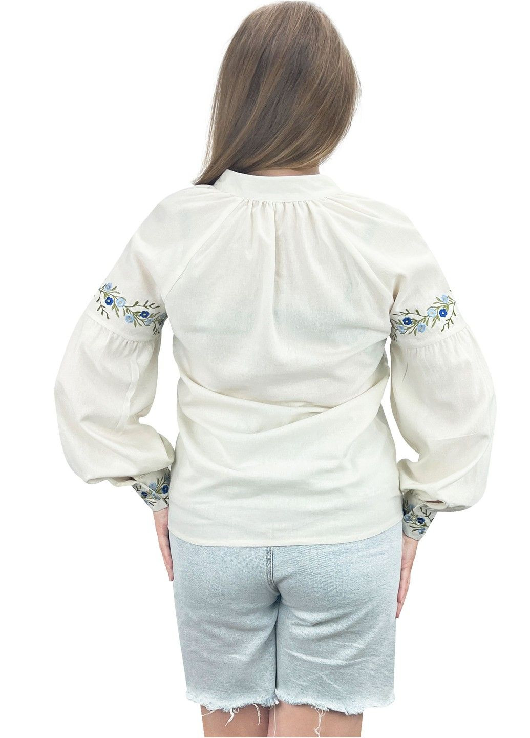 Белая вышиванка женская с длинным рукавом Жемчужина стилей узор украинская символика свободная целлюлоза (335883729)