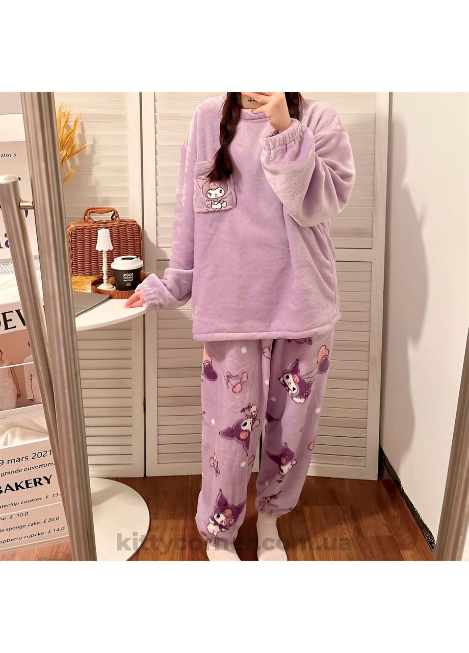 Лілова зимня підліткова тепла зимова піжама для дівчинки kuromi 145–155 см лілова (10812) Hello Kitty
