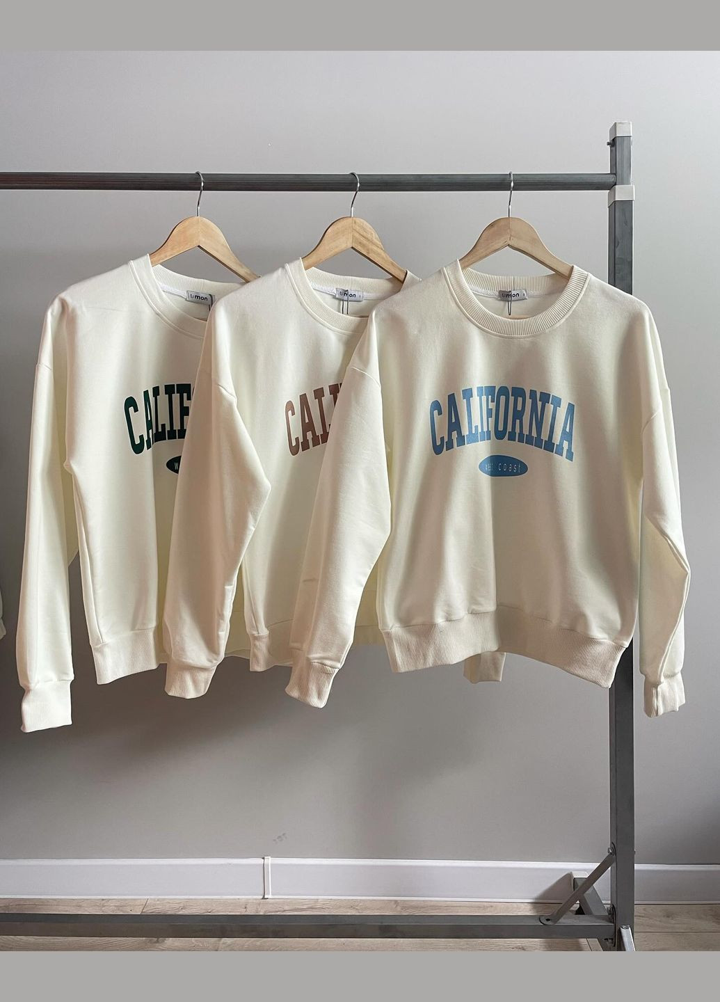 Синій світшот жіночий 2-нитка (california) крем+зелений (м132.2) UMON (331171740)