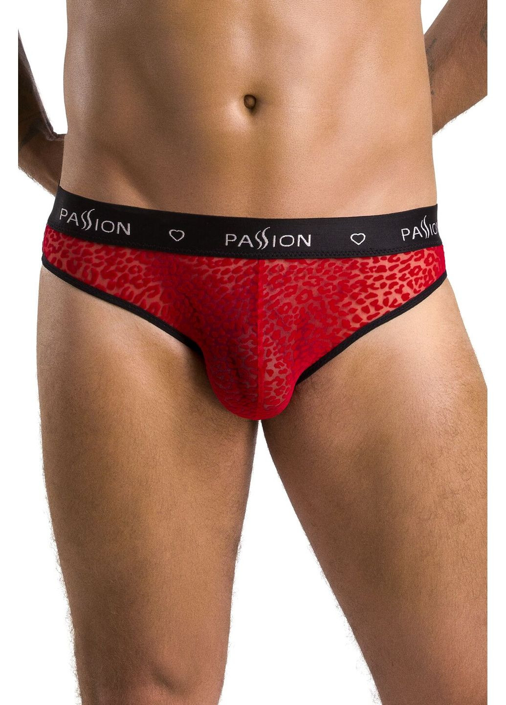 Мужские полупрозрачные трусы Slip Mike, красные, под леопард Passion (297573567)