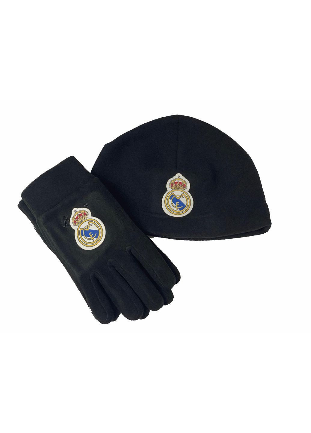 Комплект чоловічий Real Madrid шапка UNI, рукавички S, чорний No Brand (363194912)