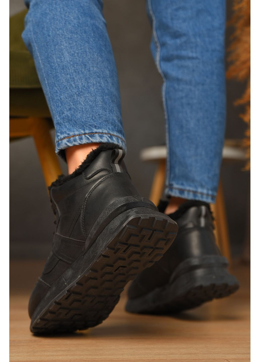 Кроссовки зимние женские черного цвета Let's Shop чёрные зима (372113396)