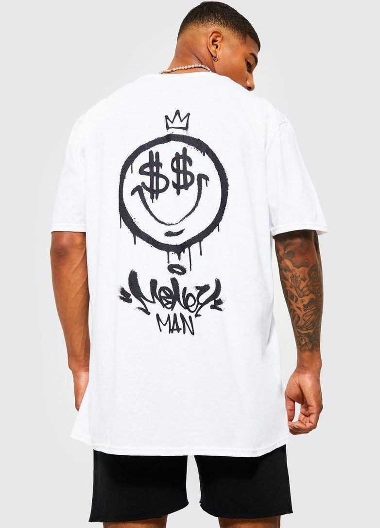 Біла футболка чоловіча с принтом біла 2634325727 No Brand