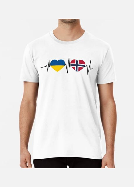 Белая мужская патриотическая футболка с принтом norway ukraine норвегия украина Stedman