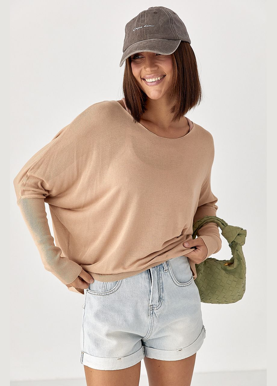 Джемпер вільного крою з необробленою горловиною Lurex (344030183)