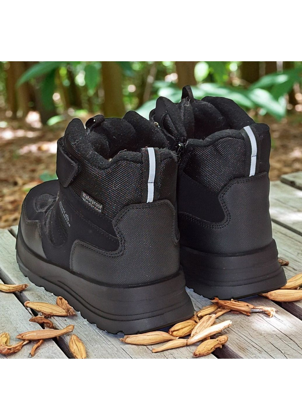 Черные спортивные, повседневные, кэжуал зимние подростковые зимние дутики на овчине для мальчика, термоботинки на овчине для мальчика, зимние ботинки для подростка Biki