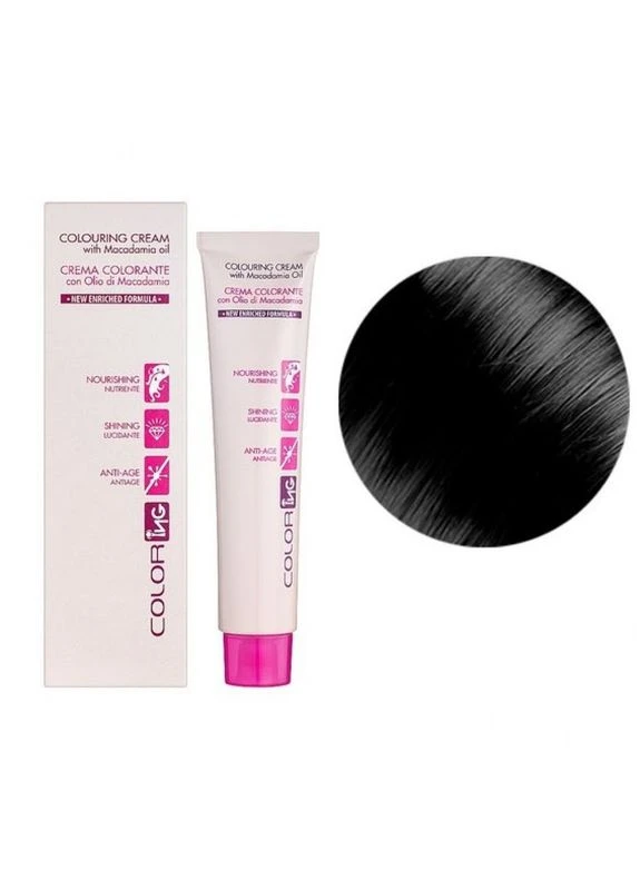 Крем-краска для волос 1 черный Coloring Cream With Macadamia Oil ING, 60 мл ING Professional (396324682)