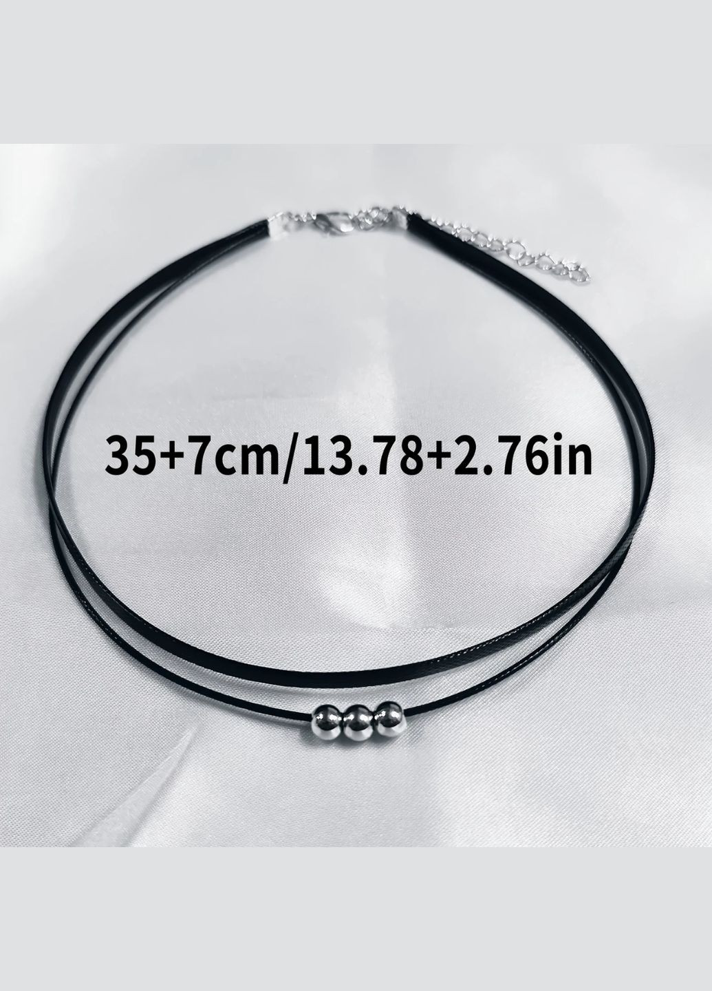 Чокер на шию Три намистини 35+7см No Brand екошкіра (322167526)