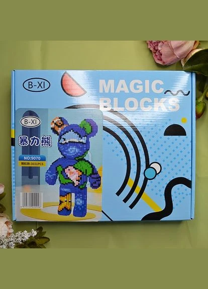 Конструктор Magic Blocks "Акваріум" на 3031 деталь. Ведмедик Bearbrick 40,5 см Limo Toy (281080048)