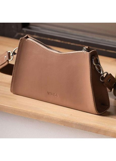 Сумка крос-боді через плече для телефону та документів жіноча з натуральної шкіри маленька Коричневий 37361 The Wings (353689881)