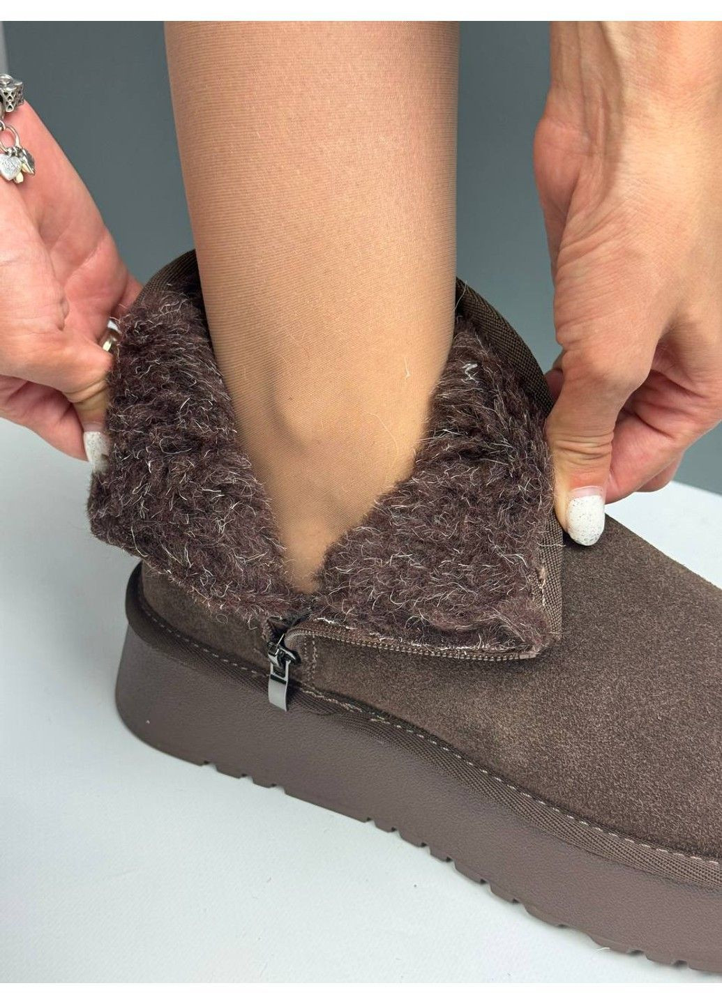 474 УГІ Коричневі Замшеві с блискавкою Hengji (367960233)