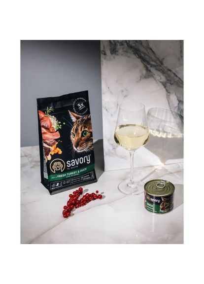 Сухой корм для кошек гурманов, со свежей индейкой и уткой, 400 г Savory (362703404)