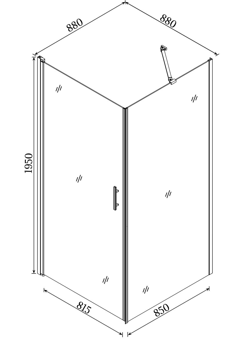 Душова кабіна квадратна без піддона LYNA N90TC (N90T) (1уп.) Bravo (299998124)