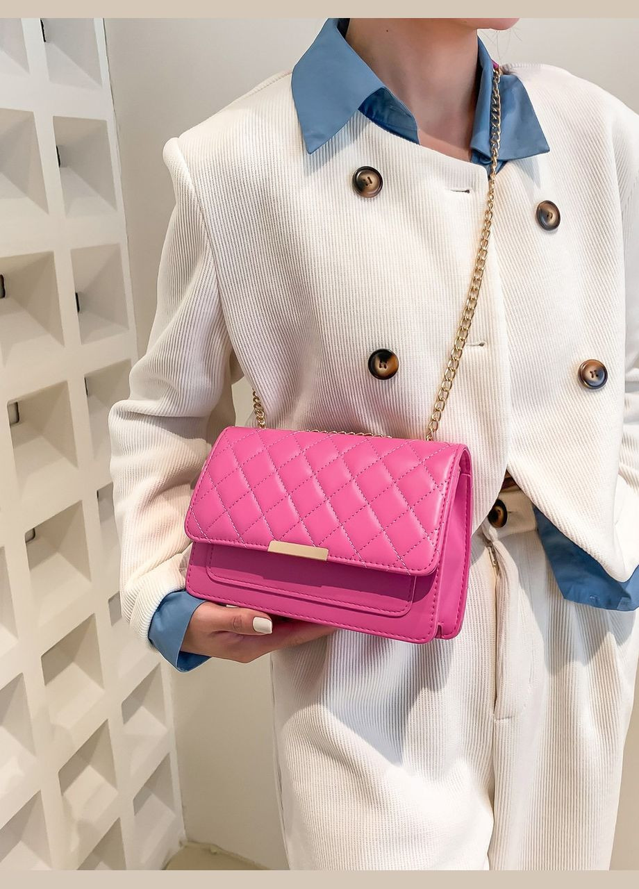 Женская классическая сумка 1613 стеганая кросс-боди через плечо розовая No Brand (303323127)