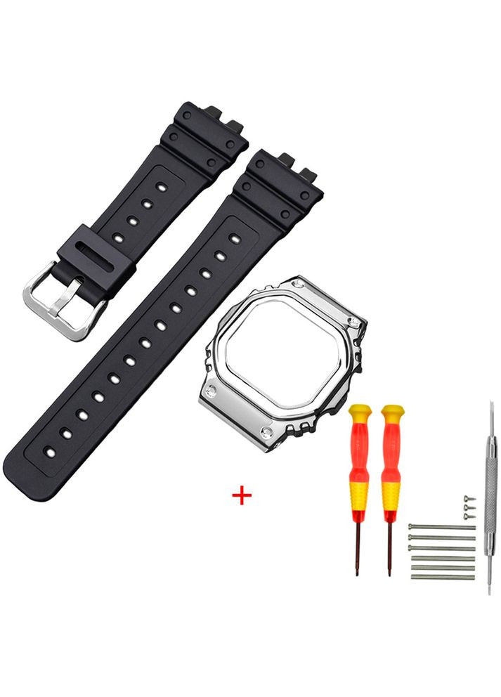 Ремінець та безель для годинника Casio G-Shock чорний полімерний для чоловіків та жінок з пряжкою та застібкою ProDobro (367267721)