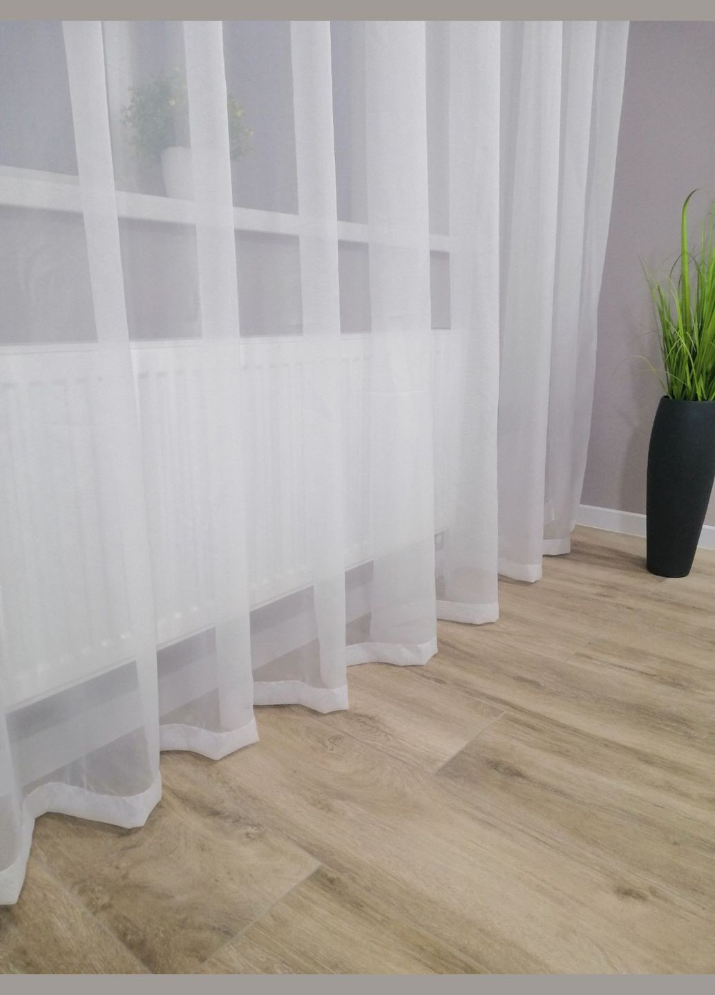 Тюль вуаль шифон білий з пришитою тесьмою 600*250 см No Brand Тюль вуаль шифон (331899519)