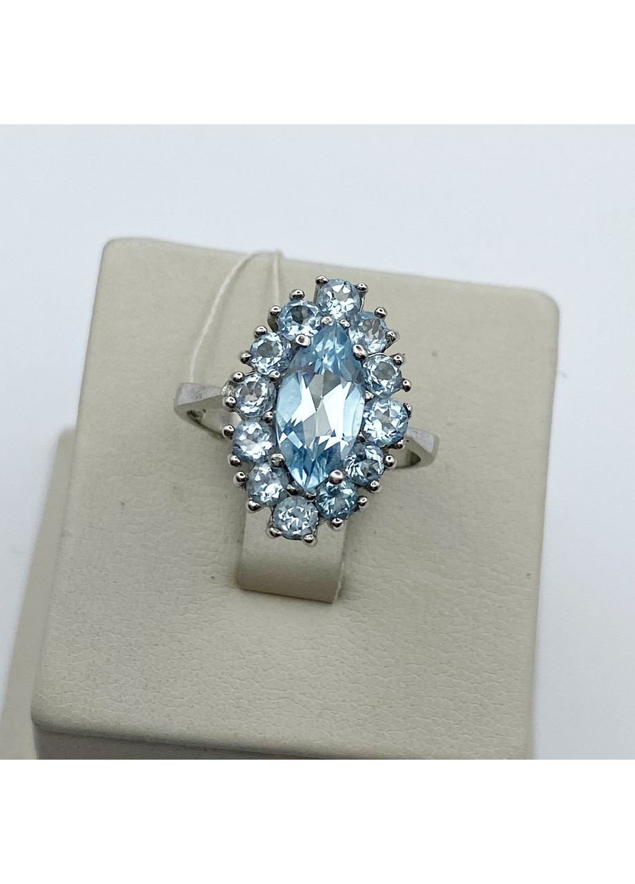 Кольцо серебряное с голубым топазом 18,5 4,76 г No Brand (370142647)