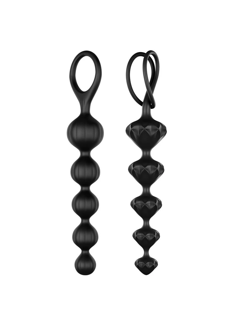 Набор анальных бусин Beads Black, силикон, макс. диаметр 3,3 см и 3,5 см Satisfyer (383084179)
