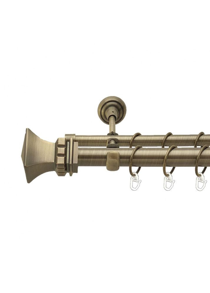 Карниз Эмпория металлический двухрядный открытый гладкая труба Антик 25\16 мм 300 см (4290719) ORVIT (300843273)