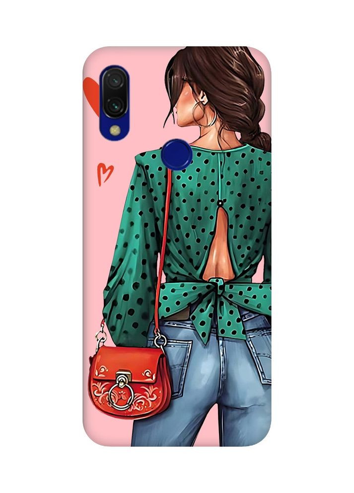 Матовий чохол з рожевими боками на Xiaomi Redmi 7:: Дівчина в зеленому /принт 224/ Creative (360691165)
