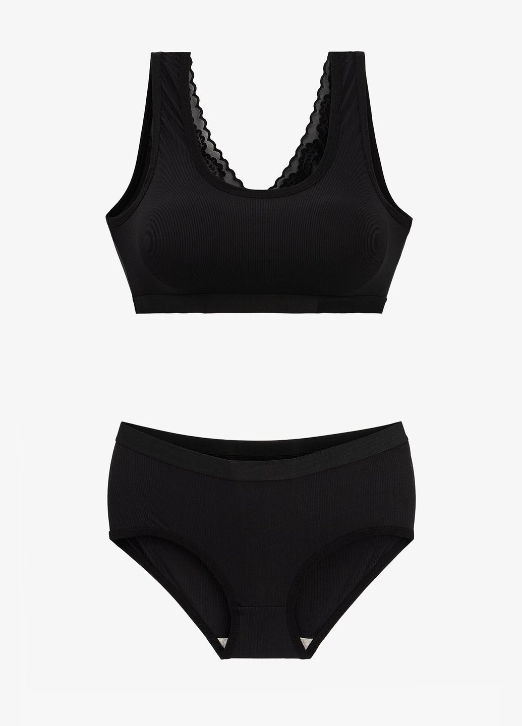 Чорний демісезонний комплект жіночий топ+труси bsk8836wn shop (2000990926562) Beisdanna