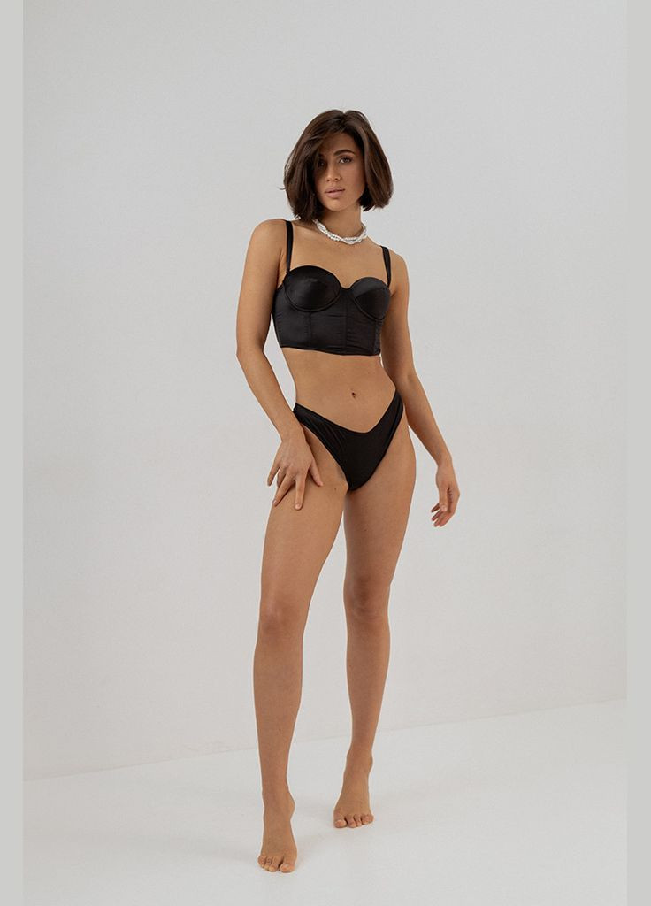 Корсет из сатина с чашкой Kari Shop Atelier Черный (183CO-32-bl) Ova Ova Brand (353916849)