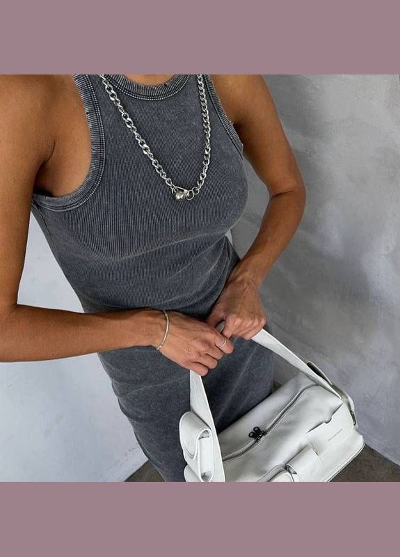 Графитовое кэжуал платье меди в рубчике с эффектом вываривания MonCher