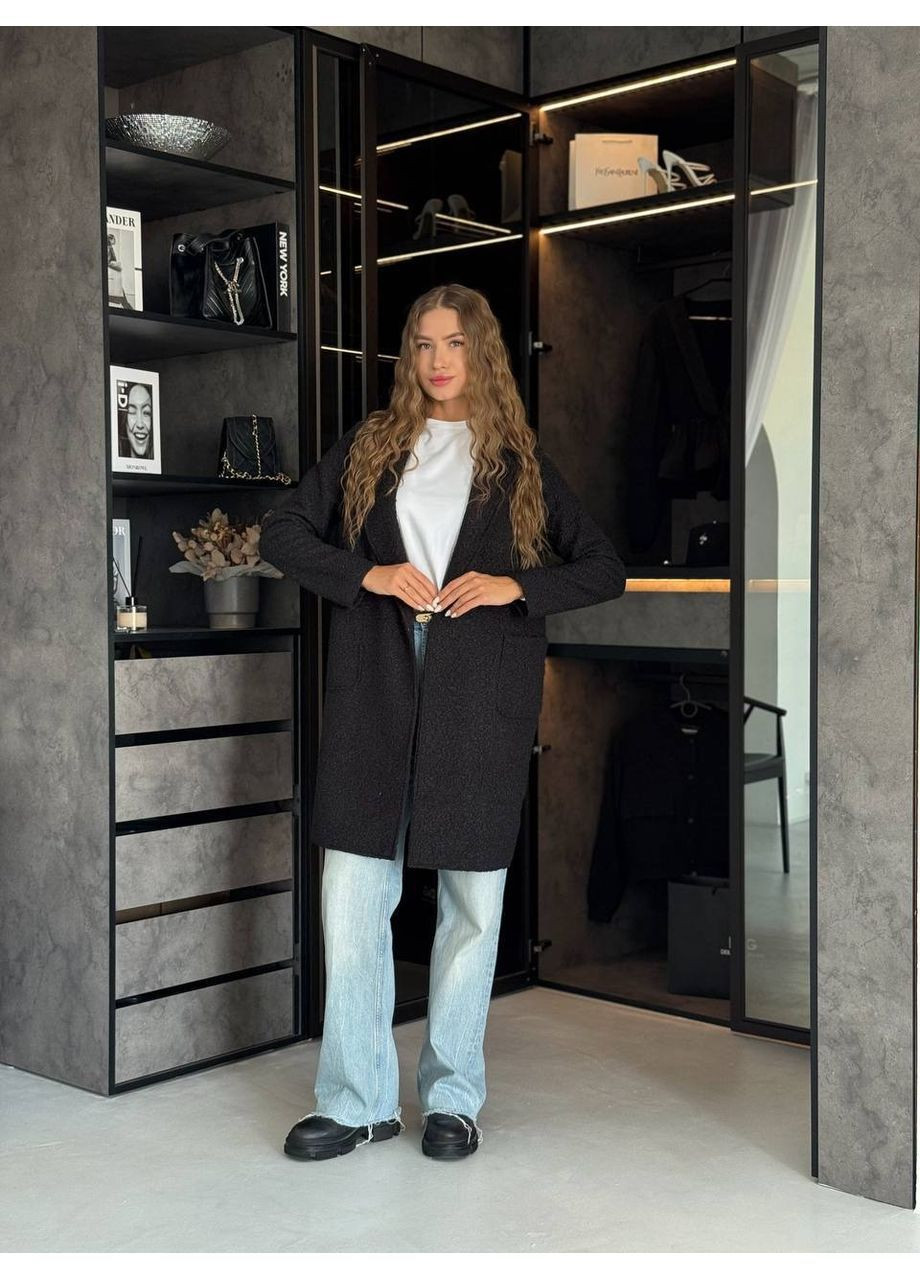 Чорне демісезонне Пальто букле, колір Чорний Fashion