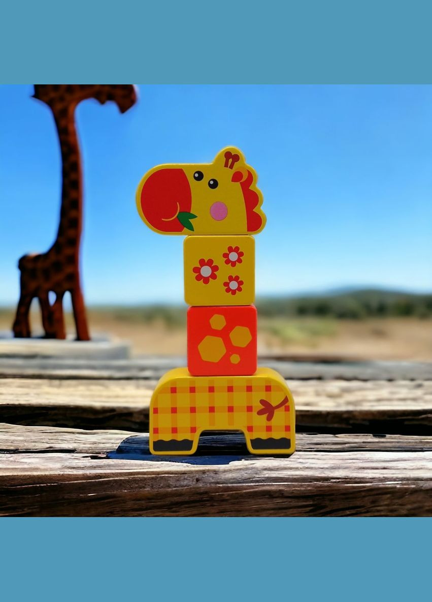 Деревʼяна іграшка-конструктор "Wooden Blocks: Жирафа", 4 елементи MIC (290252441)