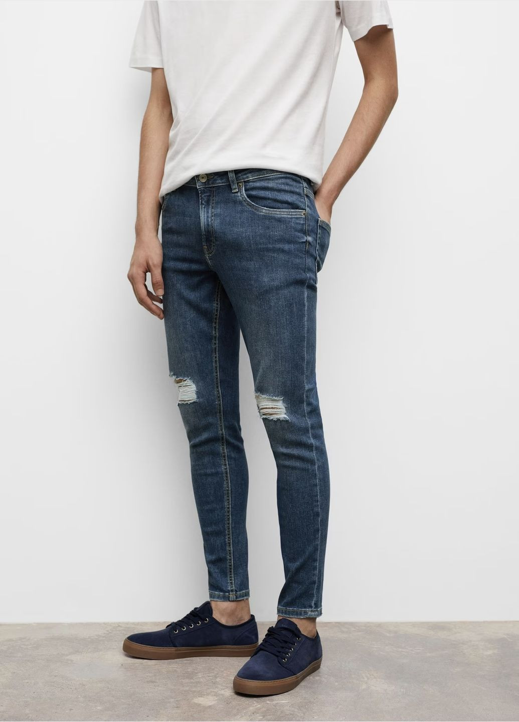 Синие демисезонные скинни джинсы teen Mango
