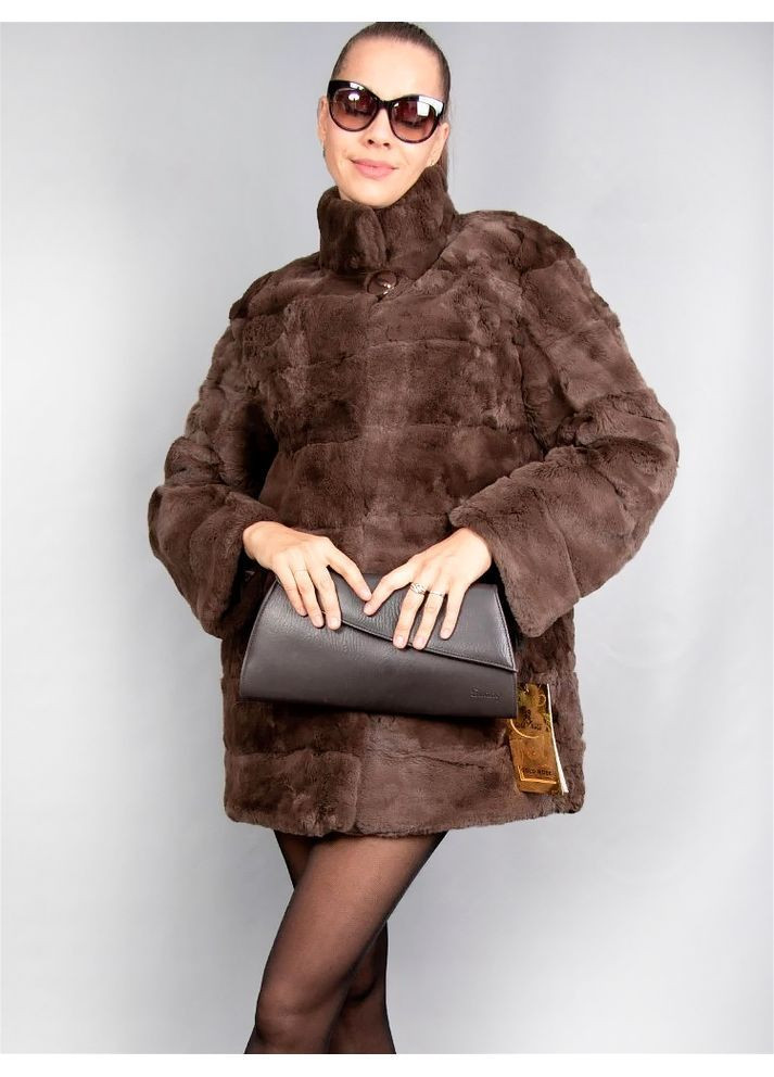 Напівшубка з натурального хутра кролик шиншилла-рекс, коричневого кольору. Розмір 46-48 (М-L) арт. No Brand 288 (368706858)