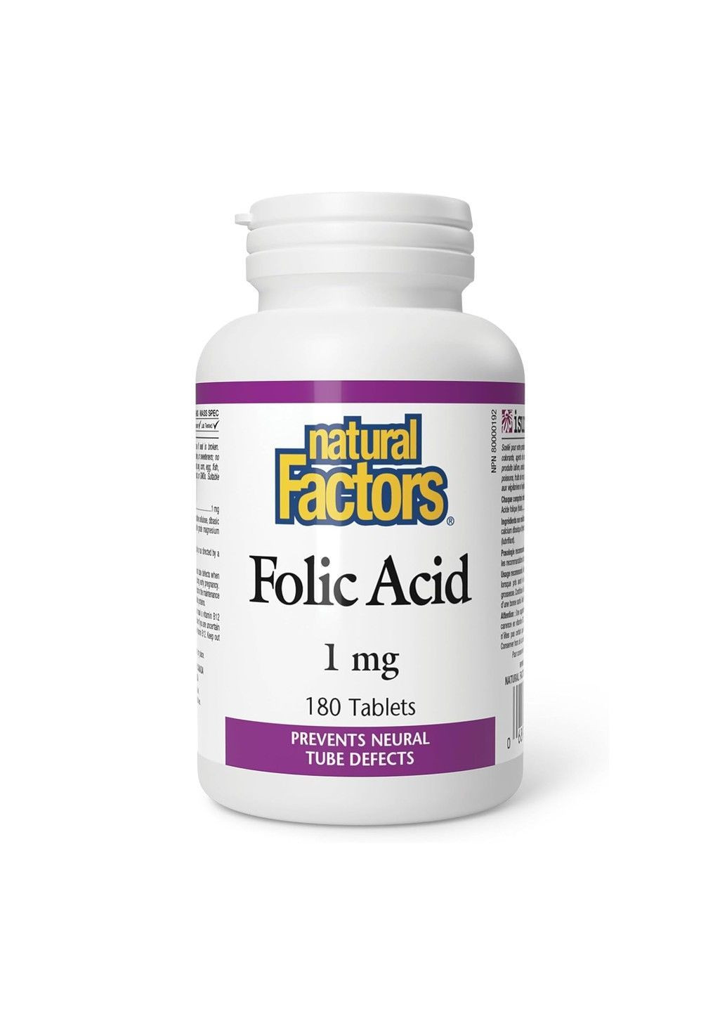 Фолиевая кислота Folic Acid 1 мг – 180 капсул Natural Factors (373019253)