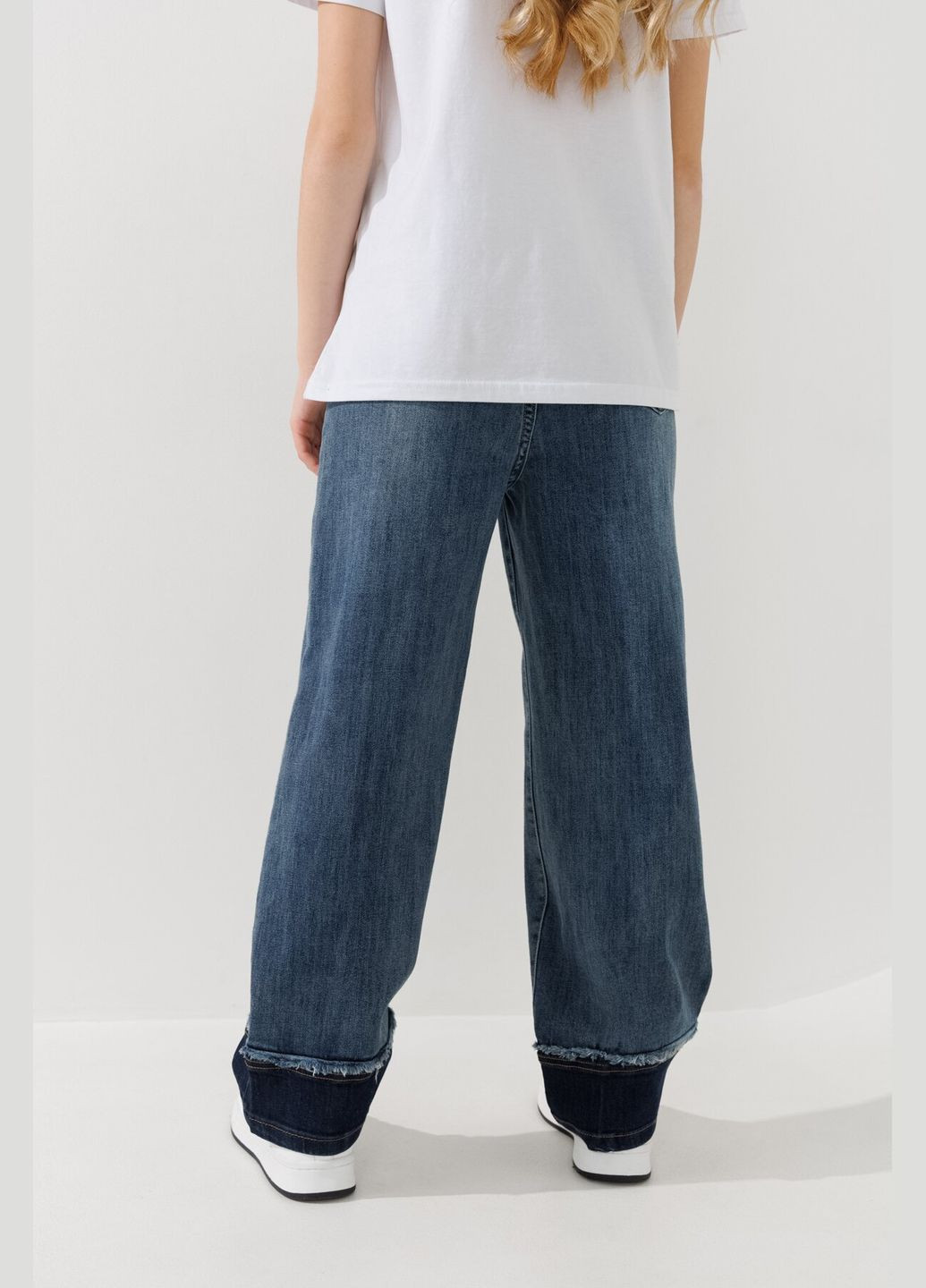 Синие демисезонные джинсы однотонные для девочки d001 152 см синий shop (2000990891396) Moyaberla