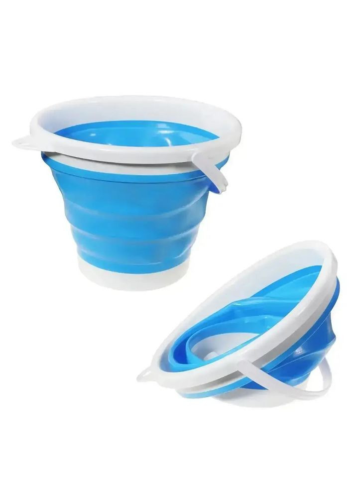 Складное ведро силиконовое 10 литров Silicon Bucket Голубое UKC (306716535)