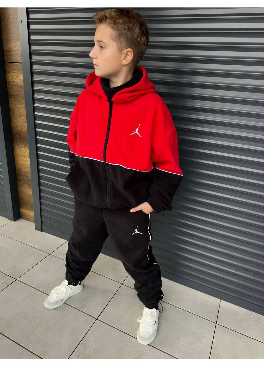 Червоний демісезонний крутезний флісовий підлітковий костюм 🔥зимній двосторонній полірований фліс полар No Brand