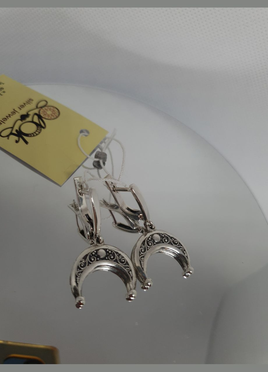 Комплект украшений дукач и серьги серебряные 925 проба лунница ажурная, луна. Украинские традиционные украшения. No Brand (338861915)