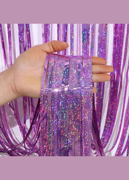 для фотозони довгий з голограмою 4 м на 1 м рожевий Jannet Дощик (316644764)