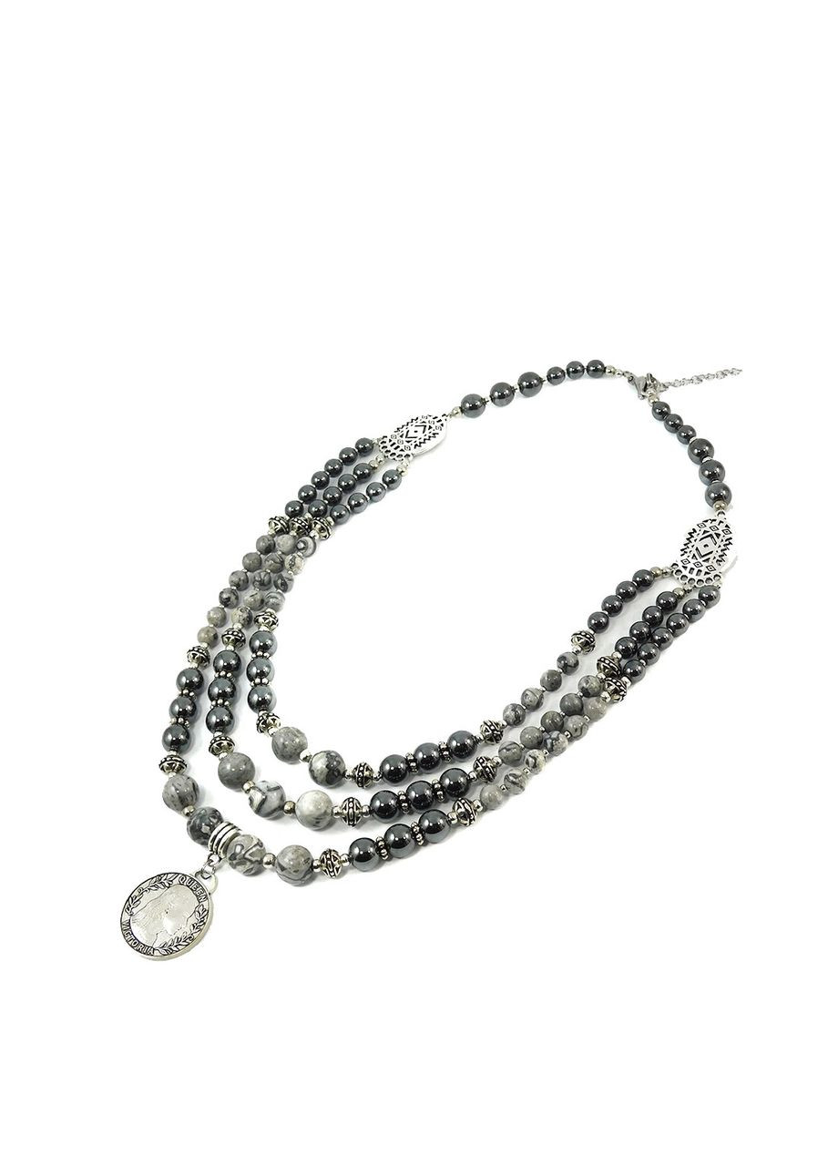 Намисто "Сіра таємниця" Яшма, Гематит Fursa fashion (322415012)