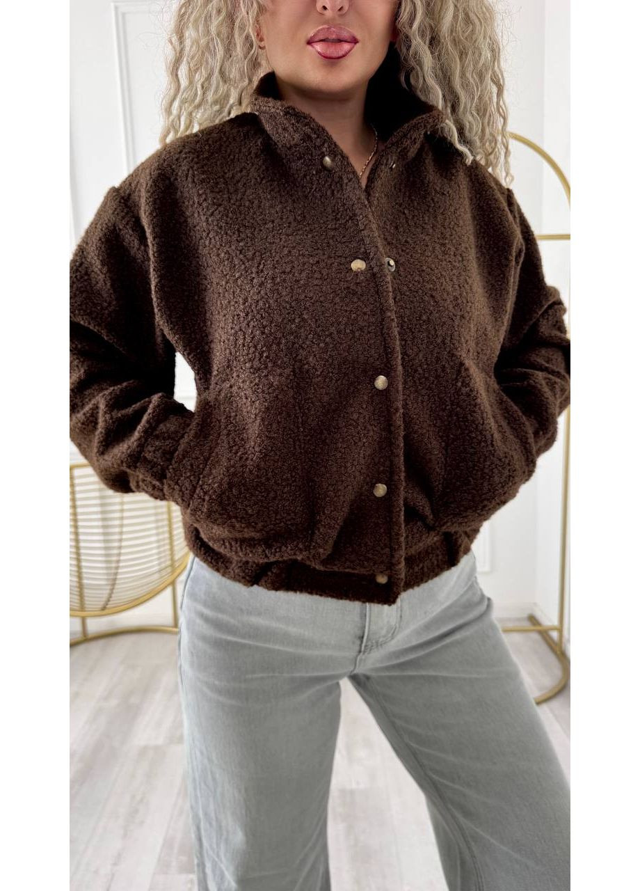 🧥 Курточка-бомбер з теплого кашеміру букле | Розмірна сітка в описі DK/DL Мода без кордонів на блискавці (360861338)