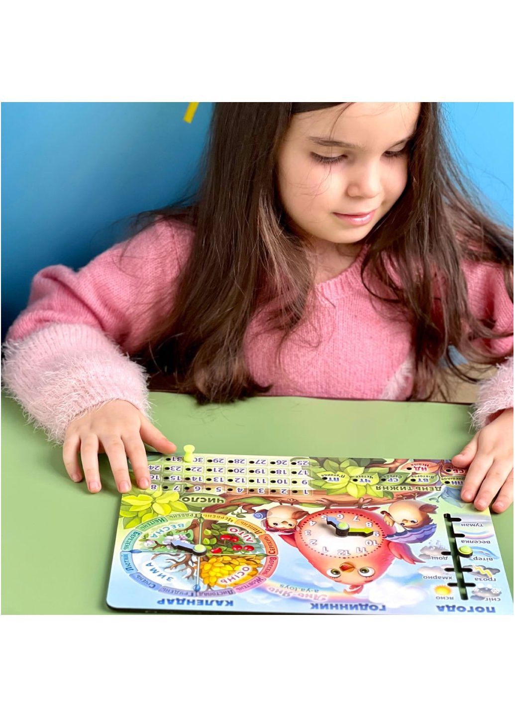Детская деревянная развивающая игра "Календарь Птичка" на украинском языке ПСФ029-УКР Ubumblebees (289458371)