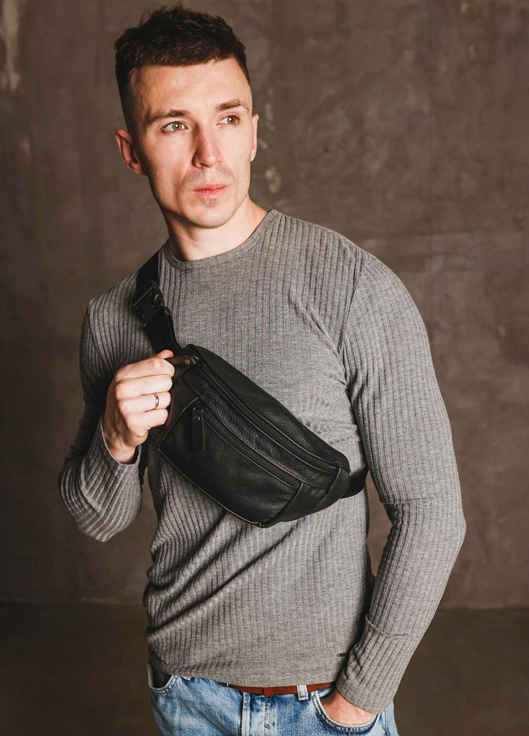 Бананка із натуральної зернистої шкіри Vishnya (317734927)