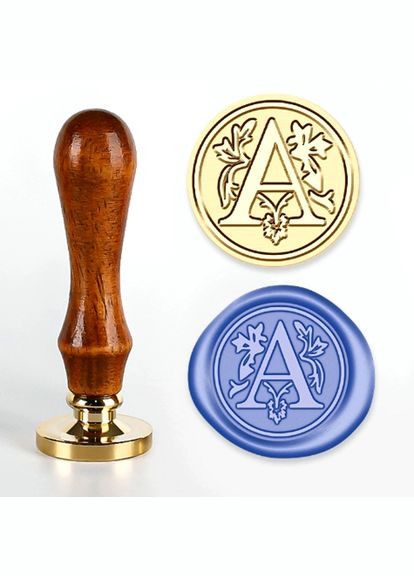 Друк для сургуча Англійська літера A латунна головка 25*15 мм + дерев'яна ручка 90 мм No Brand 7723 (295922194)